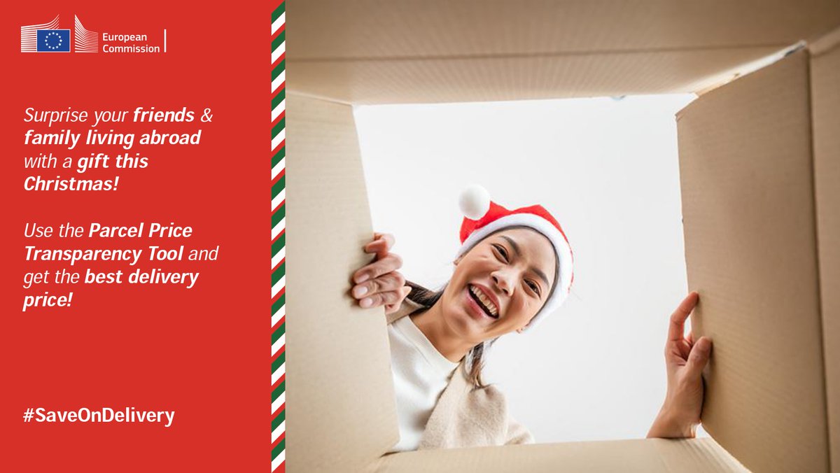 🎁This Christmas, surprise your loved ones living abroad with gift & save on delivery costs with our Parcel Price Transparency Tool, featuring 40,000 tariffs from 250+ postal service providers. Unlock seamless gifting here: ec.europa.eu/growth/sectors… #SaveOnDelivery #SingleMarket