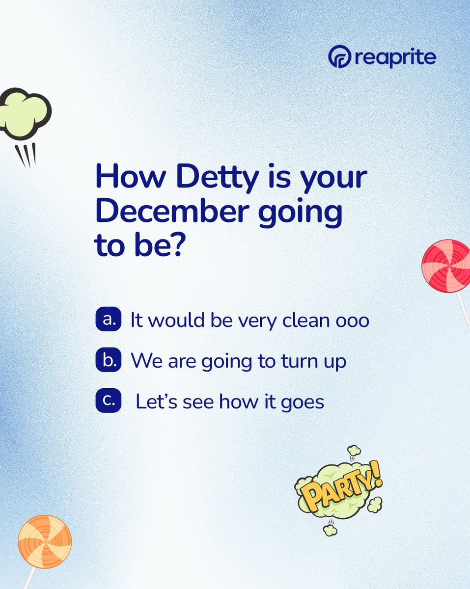 It’s December fam!!!!🥳🥳🥳🥳🥳 
How detty is your December going to be? 
Tell us in the comments 👇

#Reaprite #DettyDecember #Savings