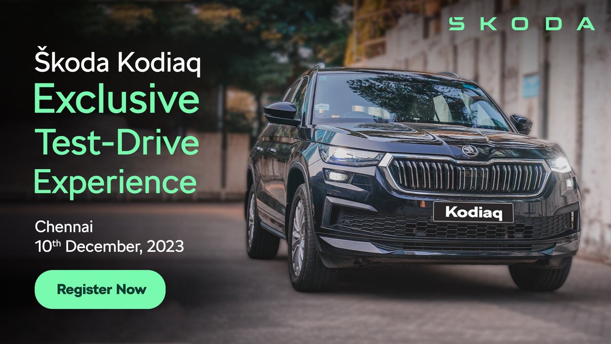 We're thrilled to announce that the next #SkodaDriveExperience will be in Chennai! Join us for a unique and an unforgettable test drive of the mighty #SkodaKodiaq before you buy it. Register here to participate: bit.ly/SkodaKodiaqDri…
