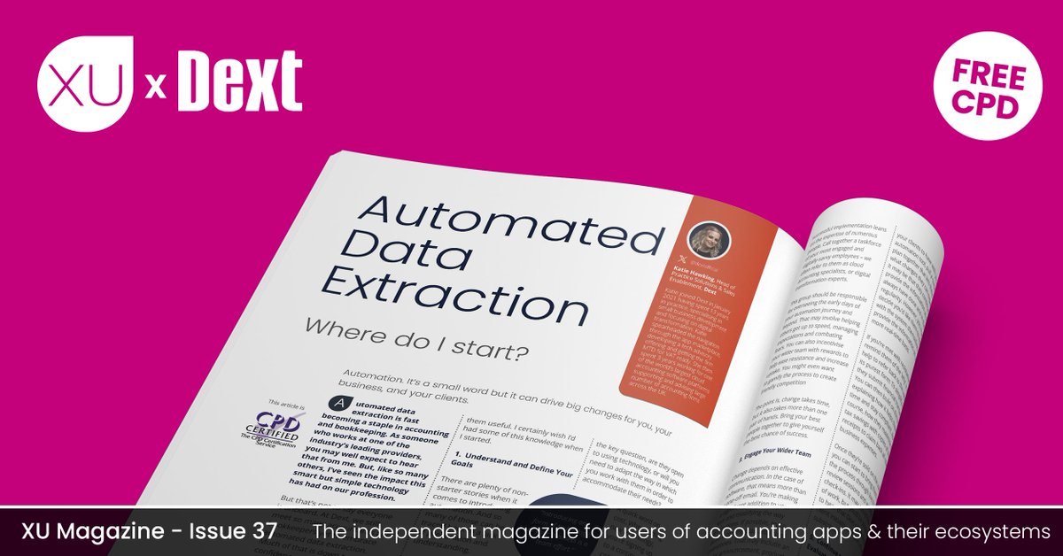 xumagazine's tweet image. Have you read @Dextofficial's article on 'Automated Data Extraction'? Are you stuck with where to start to be able to implement this kind of technology? 🤔
If so, read their article for more info 👉🏻 xu-hub.com/news/automated…
#XUMagazineIssue37 #Dext #AutomatedDataExtraction