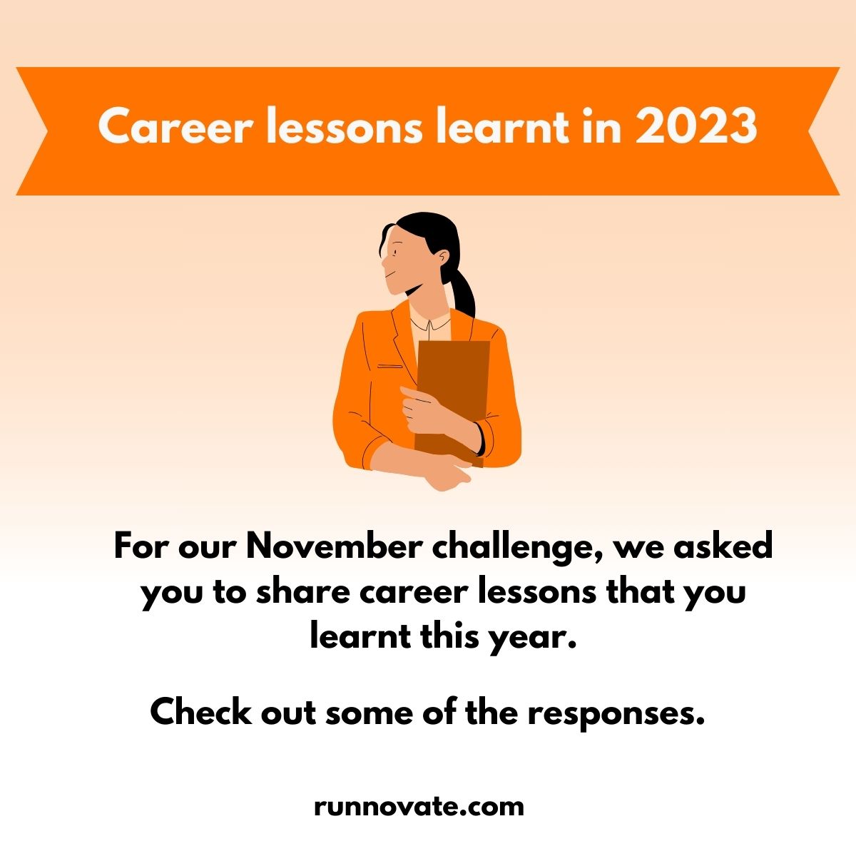 runnovate's tweet photo. 📝 For our November challenge, we asked you to share the career lessons that you’ve learnt this year.

✨ We're excited to share your incredible responses. 💼 https://t.co/f1QtYepnSi