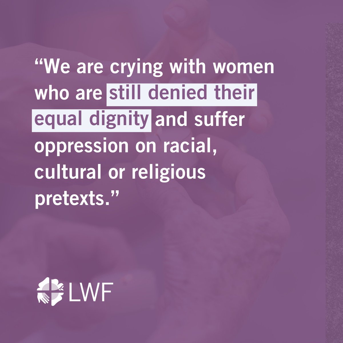 lutheranworld's tweet photo. At the Thirteenth Assembly message, LWF reaffirmed its "unwavering commitment to the empowerment of women and to an end to sexual and gender-based violence."

#16Days #GenderJustice #LWFWomen #LWF16Days #InvestToEndVAWG #LWFAssembly https://t.co/L0Nz1nGYLG