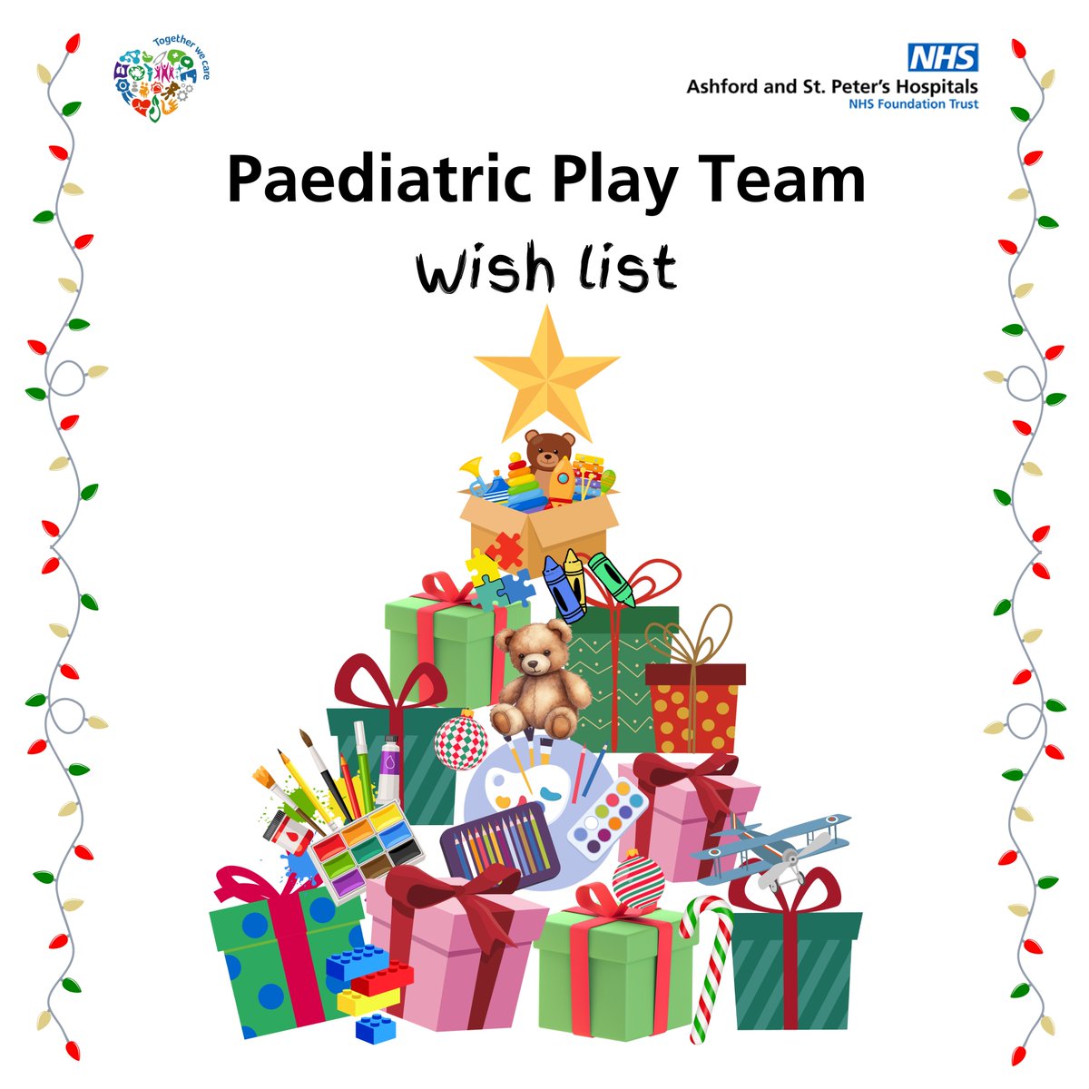 Spread joy this holiday season! 🎁 Our Paediatric Team have created a Christmas wish list for their department and patients. You can make a difference this Christmas and help bring smiles to our young patients.⭐ Check it out here ➡ amazon.co.uk/hz/wishlist/ls…