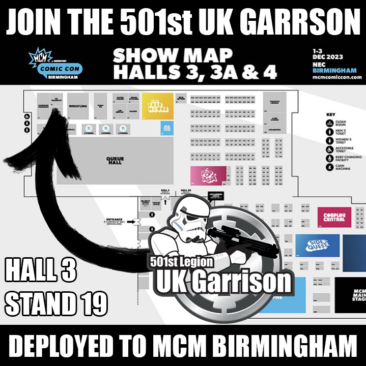 ukgarrison's tweet photo. The Top Secret 501st UK Garrison Deployment Plans
#ukgarrison #badguysdoinggood #501st #deploymentplans
01 - 03 Dec 2023
MCM Comic Con Birmingham, BIRMINGHAM
02 Dec 2023
Lennox Christmas Market, Brentwood
The Discovery Academy Winter Fayre 2023, STOKE-ON-TRENT https://t.co/huLUWSyMJQ