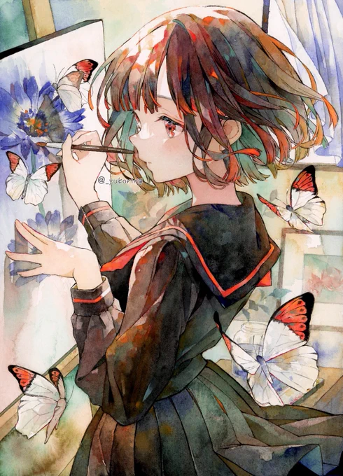 YouTubeにメイキング動画をUPしました。見ていただけると嬉しいです*【アナログイラスト】透明水彩メイキング 