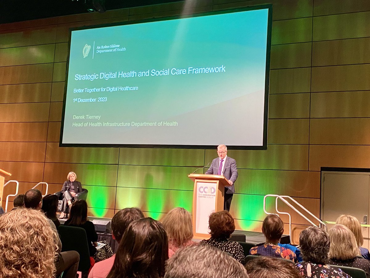 GMcM_'s tweet photo. Fantastic to have @roinnslainte in attendance, giving us a sense on what to expect to see in the upcoming Strategic Digital Health and Social Care Framework - with the patient being the central strategic principle at the heart of the framework #Better2getherDH2023 #eHealth4all https://t.co/acQQb5vMDp