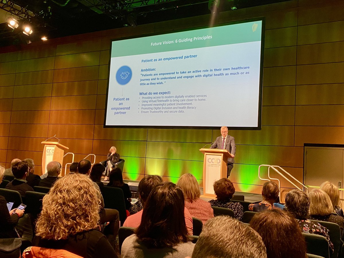 GMcM_'s tweet photo. Fantastic to have @roinnslainte in attendance, giving us a sense on what to expect to see in the upcoming Strategic Digital Health and Social Care Framework - with the patient being the central strategic principle at the heart of the framework #Better2getherDH2023 #eHealth4all https://t.co/acQQb5vMDp