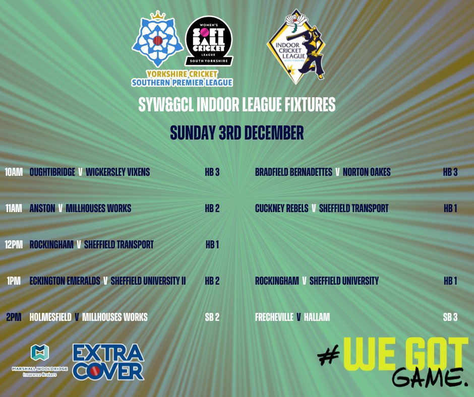 SYW&GCL | Indoor Fixtures The penultimate round before the winter break is soon upon us & we see a return of our HB teams taking the stage! It might be cold outside but things are certainly hotting up at @s20theboundary as the teams battle for those finals day places! #WeGotGame