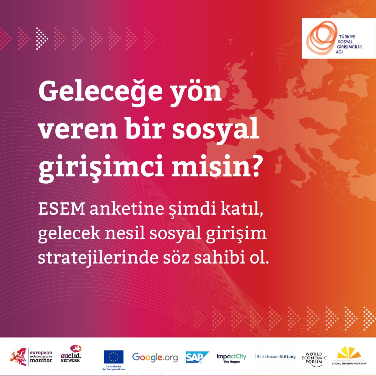 SosyalGirisimTR's tweet photo. Geleceğe yön veren bir #sosyalgirişimci isen Avrupa Sosyal Girişim İzleme (European Social Enterprise Monitor, ESEM) anketi katılımını bekliyor!

Ankete katılım için: https://t.co/9EnEYLwtRp

@EuclidNetwork @vonderleyen @thehertieschool https://t.co/QKkpY5WXta
