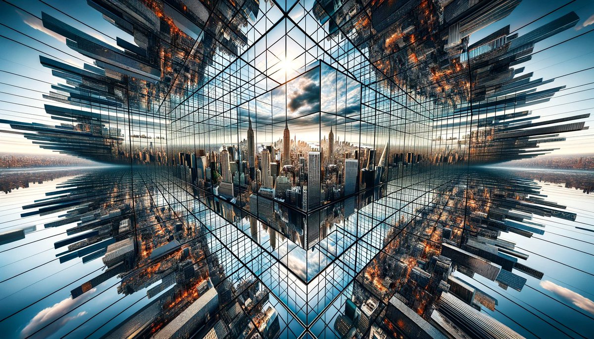 AI_gen_things's tweet photo. Mirrored Manhattan https://t.co/9faphPEXt2