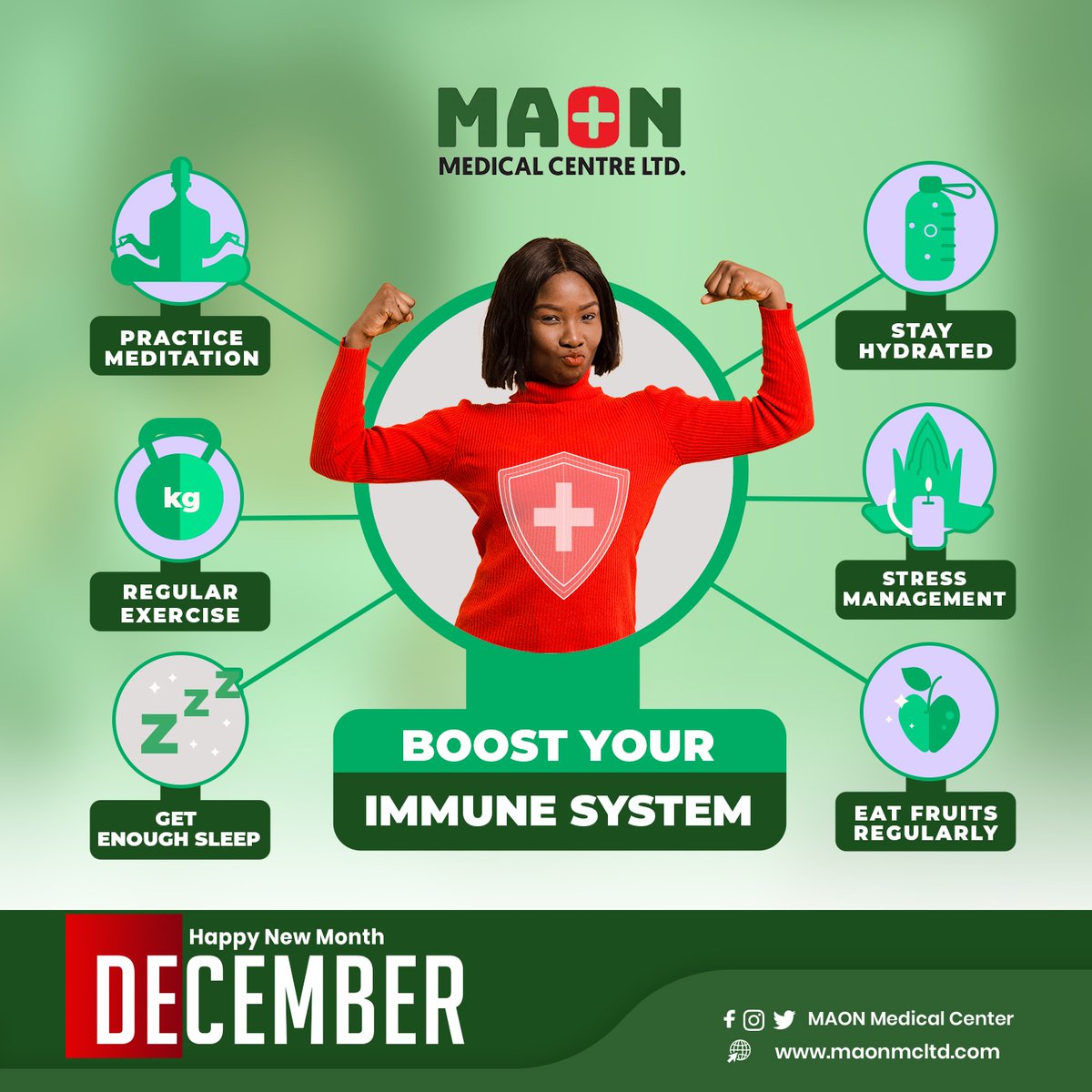 Step into a healthy December! 🌿 Boost your immunity with expert tips from Maon Medical Centre. Strengthen your body, fortify your defense! #DecemberWellness #ImmuneBoost #HealthyHolidays #WellnessJourney #HappyNewMonth #NewMonth #DecemberIsHere #December #DecemberToRemember