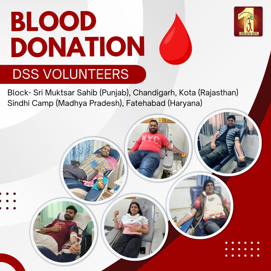 DSSNewsUpdates's tweet photo. Heartwarming to see #DeraSachaSauda volunteers selflessly donating🩸blood to support the needy patients. Their unwavering commitment to service brings hope and life to many.  #TrueBloodPump #Lifesavers https://t.co/A1kJKnT92U