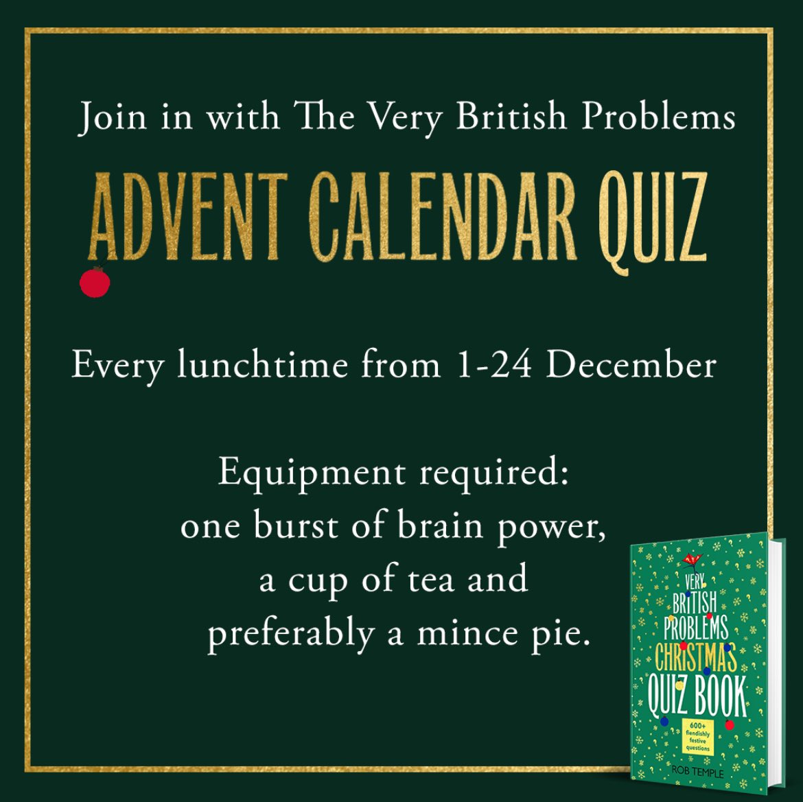 As it’s 1st of December… In honour of the brand new VERY BRITISH PROBLEMS CHRISTMAS QUIZ BOOK, I’m going to be running an advent calendar quiz from now until 24th of December, where I’ll ask you a festive question each lunchtime. So stay tuned for that🎄 
brnw.ch/21wEL5W