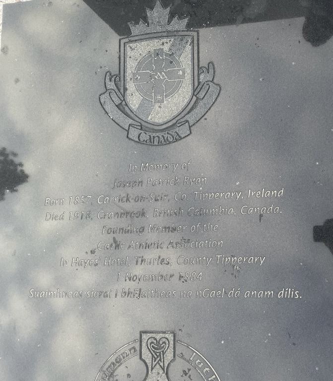 UlsterGAA's tweet image. Ulster GAA President Ciaran McLaughlin and Secretary Brian McAvoy at the grave of JP Ryan, one of the seven founder members of the @officialgaa in 1884. The grave is located in Cranbrook, British Columbia.