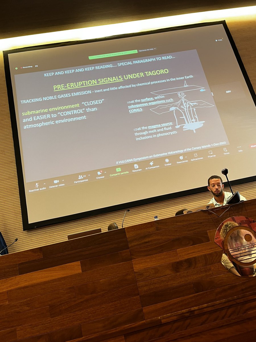 beegles's tweet photo. Listening to Antonio Alvarez-Valero at #VulcanaSymposium encouraging us to keep ‘reading the rocks’. Something that can be very difficult for people (like me) with limited time and access to fieldwork, but essential in helping estimate impact of #volcanic eruptions. @GeoTenerife https://t.co/MeH6nFlsW5