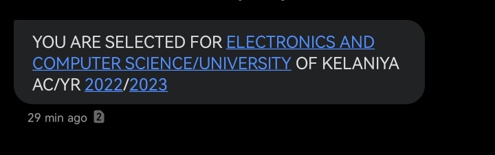 I'm thrilled to announce that I've been selected for the Electronics and Computer Science program at the University of Kelaniya! 🎉 Huge thanks to my amazing teachers, supportive parents, and all my friends and family who helped me along the way. #KelaniyaECS #AC2022