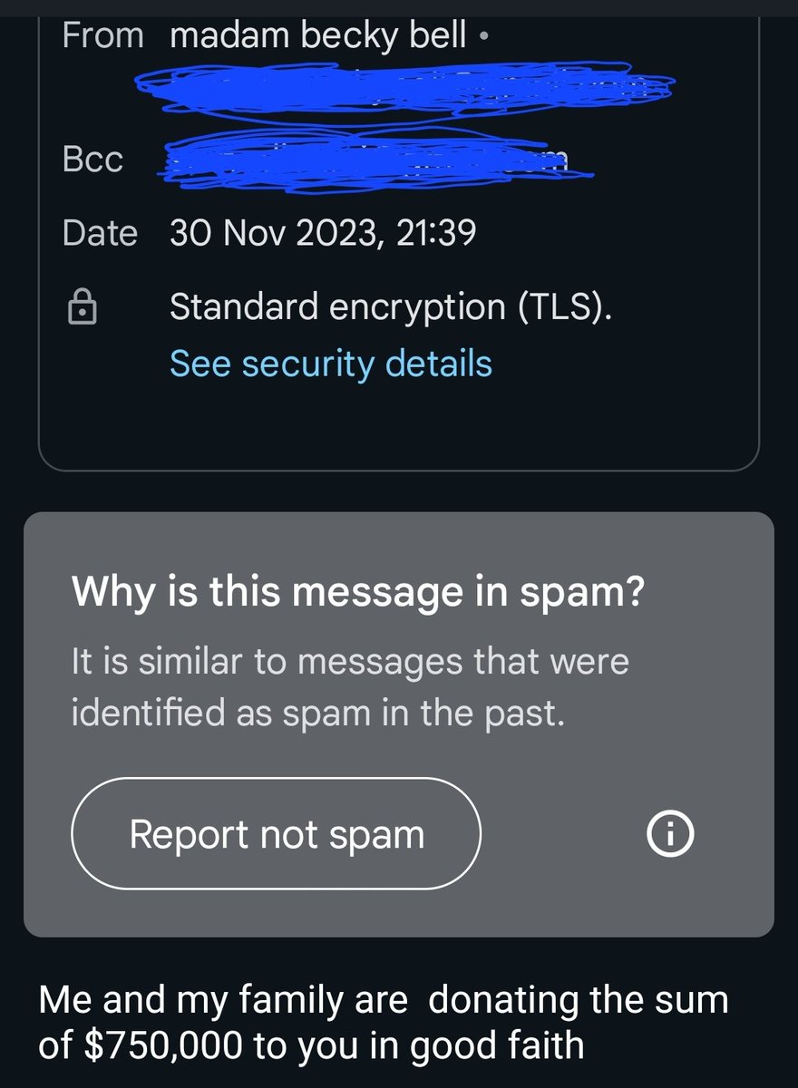 JunaidSamodien_'s tweet image. I wish...... $750,000. I'd take that 🤣🤣🤣 #SpamMail