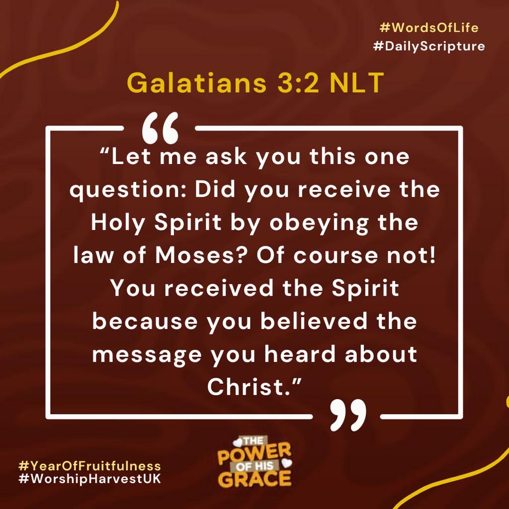 No one is made perfect by the flesh. When you believe in Christ, you freely receive the Holy Spirit. It is He who helps us to live righteous lives 😊 

Have a blessed Friday 🤩

#WordsOfLife #WordOfTheWeek #WorshipHarvest 
#WorshipHarvestUK
#YearOfFruitfulness