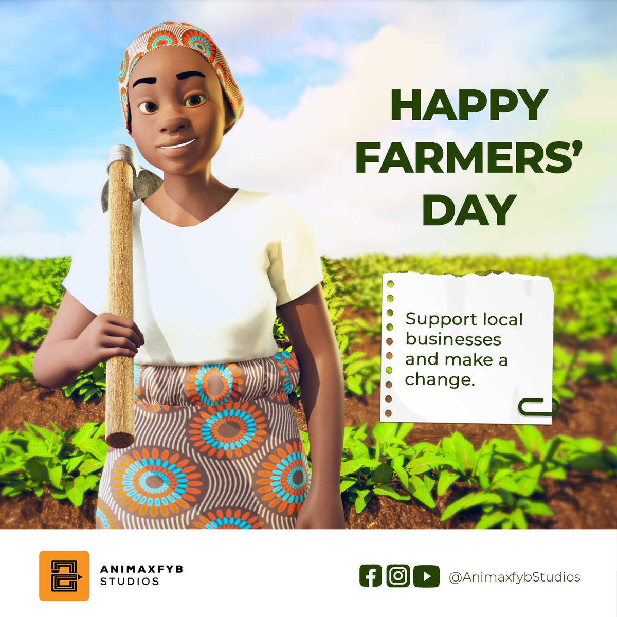 animaxfyb's tweet photo. Happy National Farmers Day! 🇬🇭
Let's make a change by supporting local businesses and investing in the future of African agriculture.
#NationalFarmersDay #Ghana #SupportLocal #AfricanExcellence
#animaxfyb #animationstudio #3danimators #2danimators #characterdesign #animation https://t.co/XZd0AmKMxm