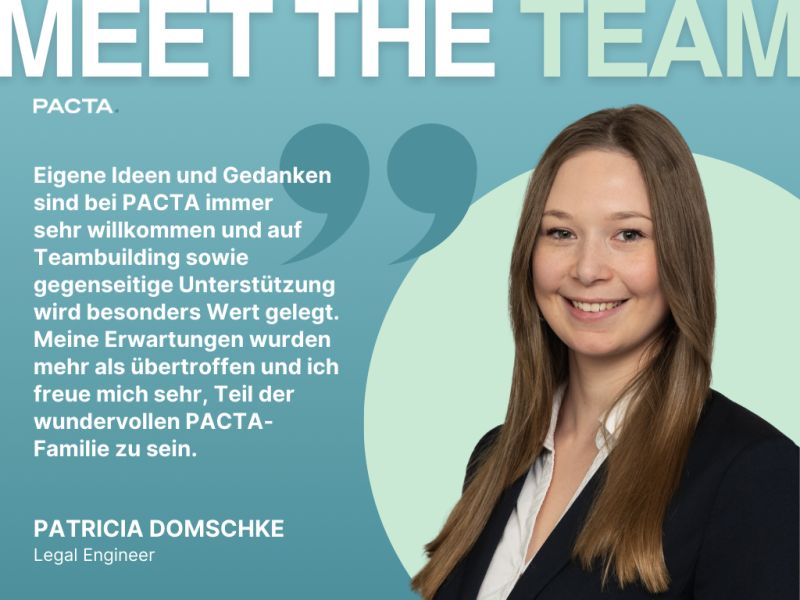 PACTA_AI's tweet photo. MEET THE TEAM: Patricia Domschke, unsere Legal Engineer bei #PACTA. Sie kombiniert Recht und Technik, um an der Entwicklung von 'Themis' und der PACTA CLM Plattform mitzuwirken. Ihre Rolle als Juristin in der Tech-Welt ist spannend und bereichernd. #meettheteam #legalengineering https://t.co/24msfFeJrs