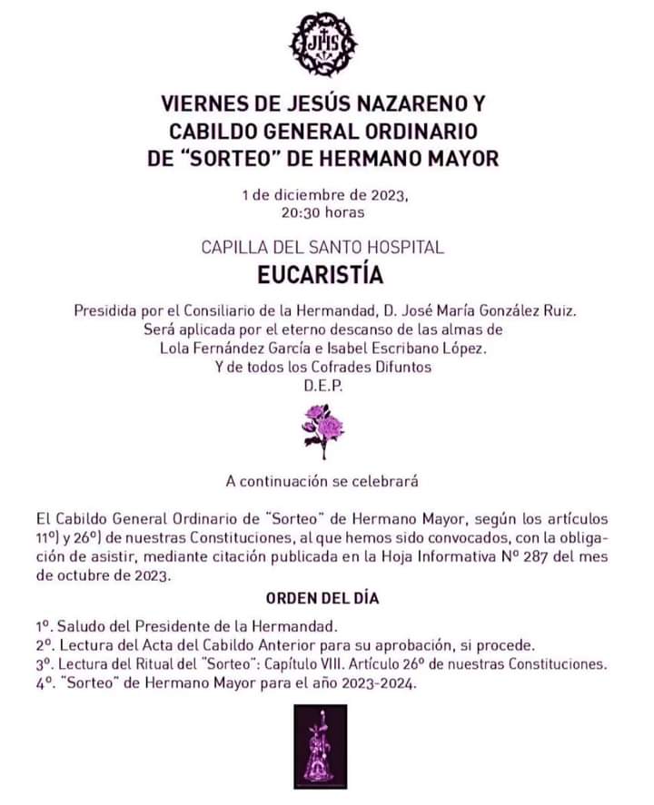 A tan solo unas horas de comenzar un nuevo Viernes de Jesús Nazareno en el que conoceremos al nuevo Hermano Mayor de la Hdad <a href="/JHSNazarenoPozo/">Nazareno Pozoblanco</a> y recordaremos a nuestros hermanos difuntos <a href="/PozoblancoTV/">Canal 54 Pozoblanco</a>  <a href="/ccyhhpozoblanco/">CCyHH de Pozoblanco</a> <a href="/COPEPozoblanco/">COPE Pozoblanco</a> <a href="/elllamadorcsr/">elllamadorcsr</a> <a href="/LaVozCofradias/">La Voz Cofradías</a> <a href="/CofradiasAND/">ℂ𝕠𝕗𝕣𝕒𝕕𝕚𝕒𝕤 𝔻𝕖 𝔸𝕟𝕕𝕒𝕝𝕦𝕔í𝕒</a>