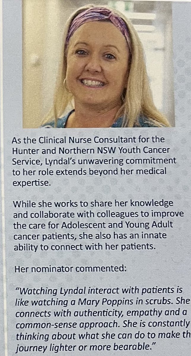 One of the most humbling and grateful weeks of my career. Awarded the Mary Potter Award at The Calvary Mater Newcastle. Always promoting the needs of #aya patients and their families 💚💙 <a href="/CanteenAus/">Canteen Australia</a> #CancerAwareness
