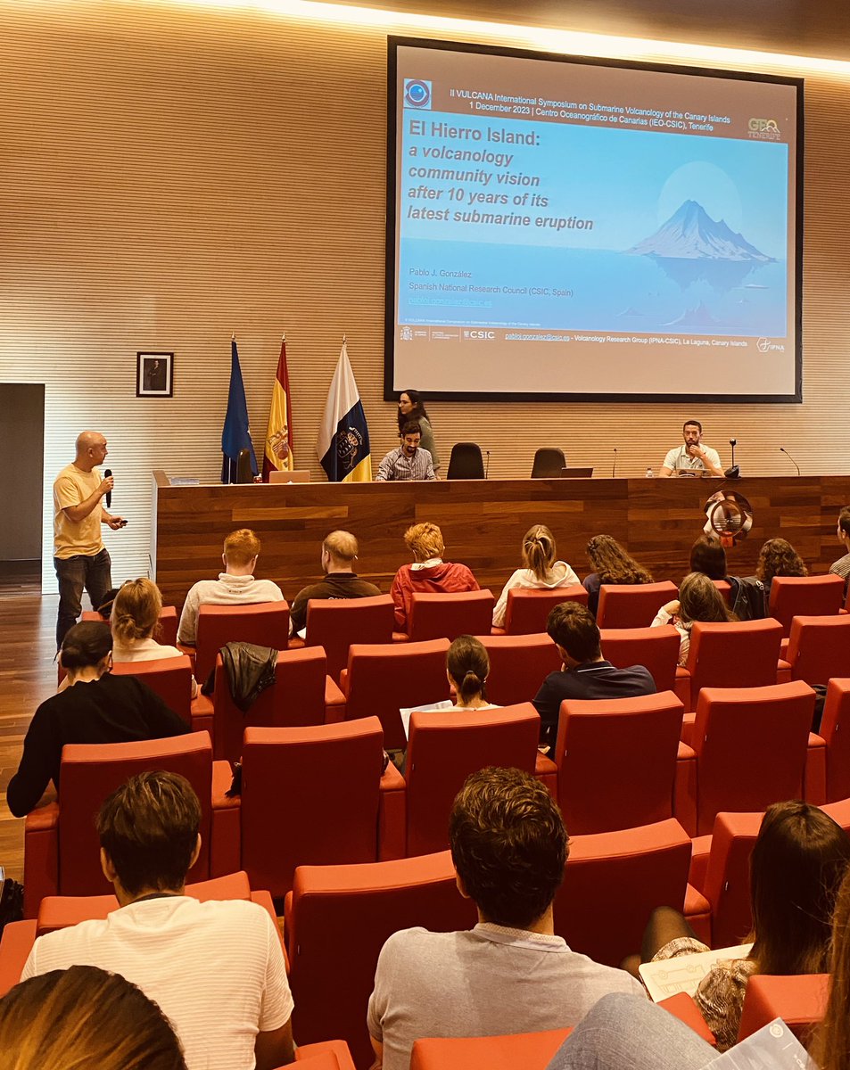 Last talk for morning session of #VulcanaSymposium II from @pabloj_gonzalez reflecting on El Hierro >10 years on @GeoTenerife