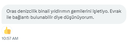 sadece burak erdoğan mı? mesajın peşine düştüm ve binali yıldırım'ın oğlu erkam'ın gemilerinin de gazze bombalanırken, 16 ekim'den 7 kasım'a kadar, israil limanlarında olduğunu tespit ettim. yine filistin'e dua, israil'e ise gemi gönderilmiş. kanıtlar için devamını okuyun lütfen