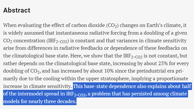 Lacertko's tweet photo. New analysis in @ScienceMagazine shows climate sensitivity is actually *increasing* high higher CO2, and is not constant as assumed. This adds ≈ 25% ECS. Not good as climate warming is accelerating! h/t @LeonSimons8 @EliotJacobson https://t.co/iop6iQdSAo