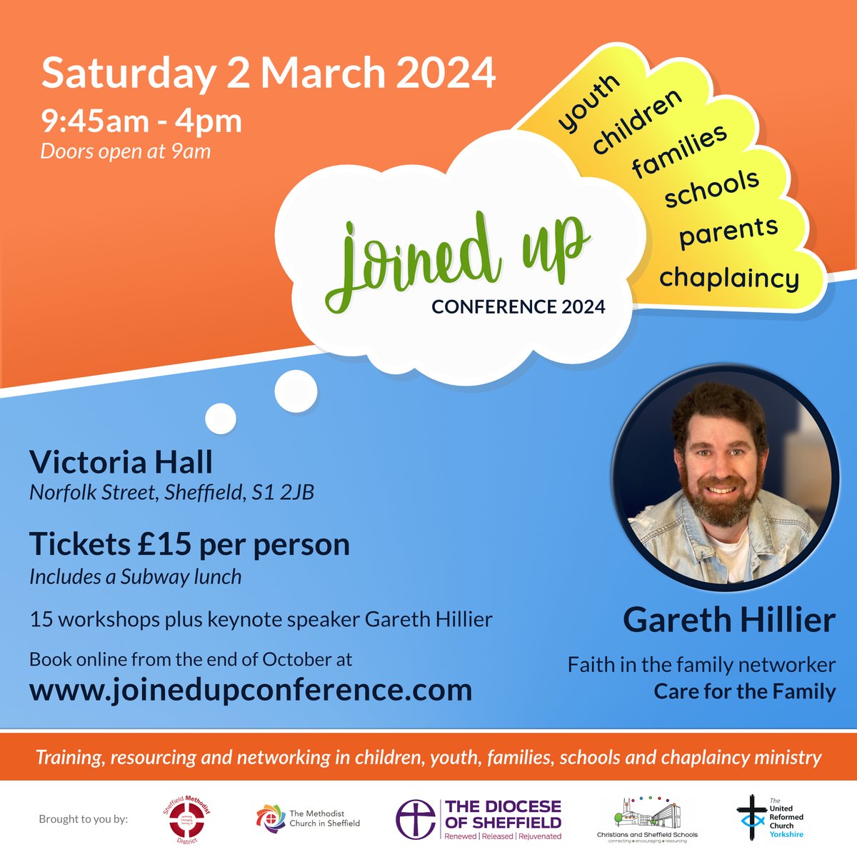 JoinedUpConf's tweet image. Bookings are live for our next Joined Up Conference on Saturday 2nd March 2024! Just £15 a ticket for workshops, worship, marketplace stalls, lunch and more! It's going to be a great day. Book your place now: joinedupconferencecom.wordpress.com