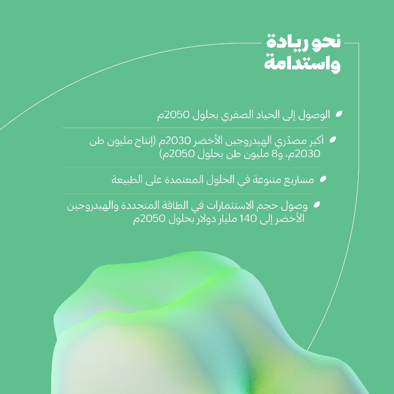 memgovom's tweet photo. نحو ريادة طموحة وخطوات جادة للوصول إلى الحياد الصفري بحلول عام 2050م. تتواصل جهود سلطنة عمان عبر العديد من المبادرات والمشاريع في الطاقة النظيفة والاقتصاد الدائري وكفاءة الطاقة؛ لتجعلها في مقدمة الدول في هذا المجال ولتكون أحد أكبر منتجي الهيدروجين الأخضر بحلول عام 2030م