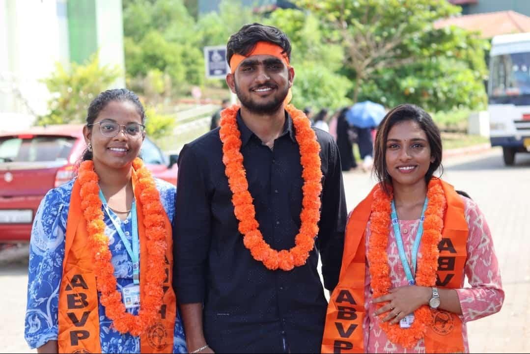 AbvpCuap's tweet photo. Central University of Kerala Students Union Election! Abvp won the posts of vice president, joint secretary, and council member of student union. Congratulations to all the students of cuk and karyakarta's of abvpcuk🚩
#abvpcuk #abvpwithstudents #ABVP75 https://t.co/YnpJkM6rMj