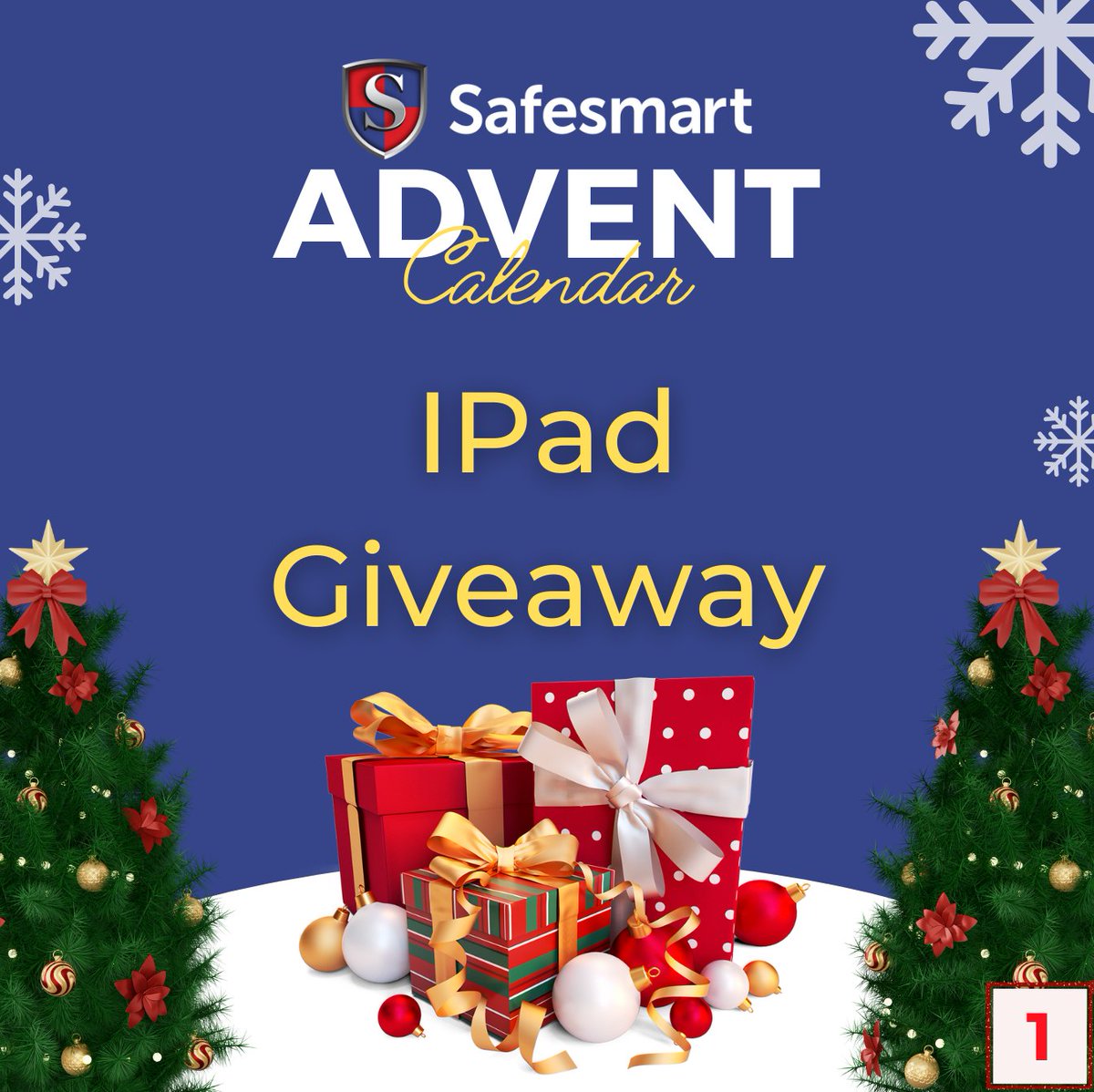 SafesmartUK's tweet image. Today is the first day of our advent calendar and to celebrate behind door 1, we have a giveaway! We will be giving away a brand-new iPad worth over £650! 🎅

To enter like and repost, Good luck! 🤞

The winner will be drawn on 22/12/2023!

#Christmas #Adventcalendar #Competition