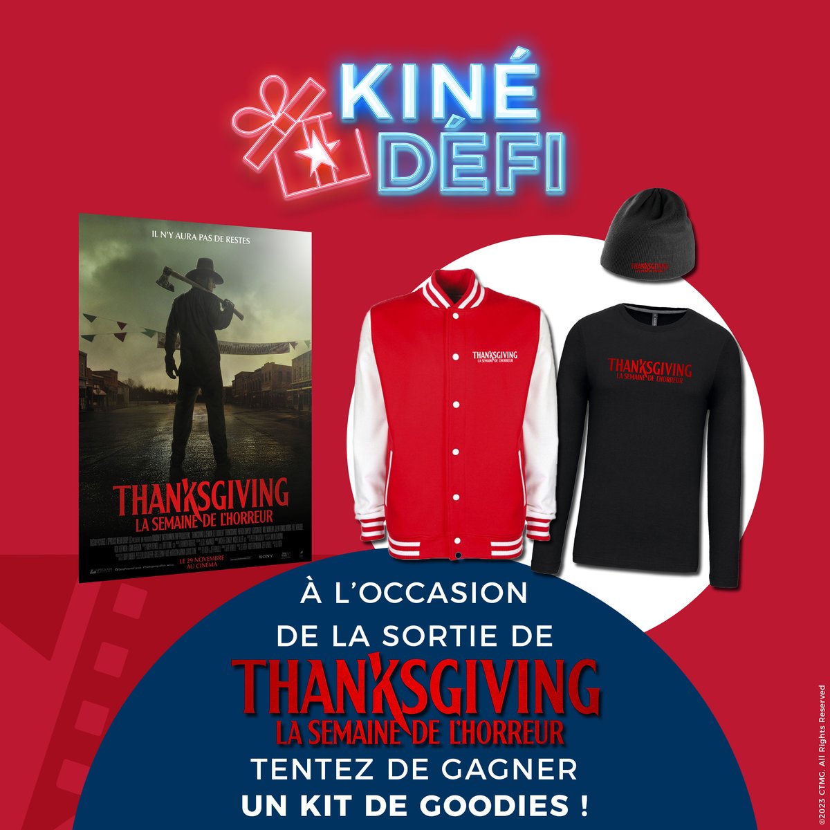 Kinepolis_FR's tweet image. 🪓 #CONCOURS 🦃

À l'occasion de la sortie du sanglant #THANKSGIVINGLEFILM à Kinepolis, tente de remporter un kit de goodies aux couleurs du film ! 

Pour jouer : 
🩸 RT + follow @Kinepolis_FR , 
🩸 indique la ville de ton Kinepolis en commentaire.

Bonne chance 🍀
