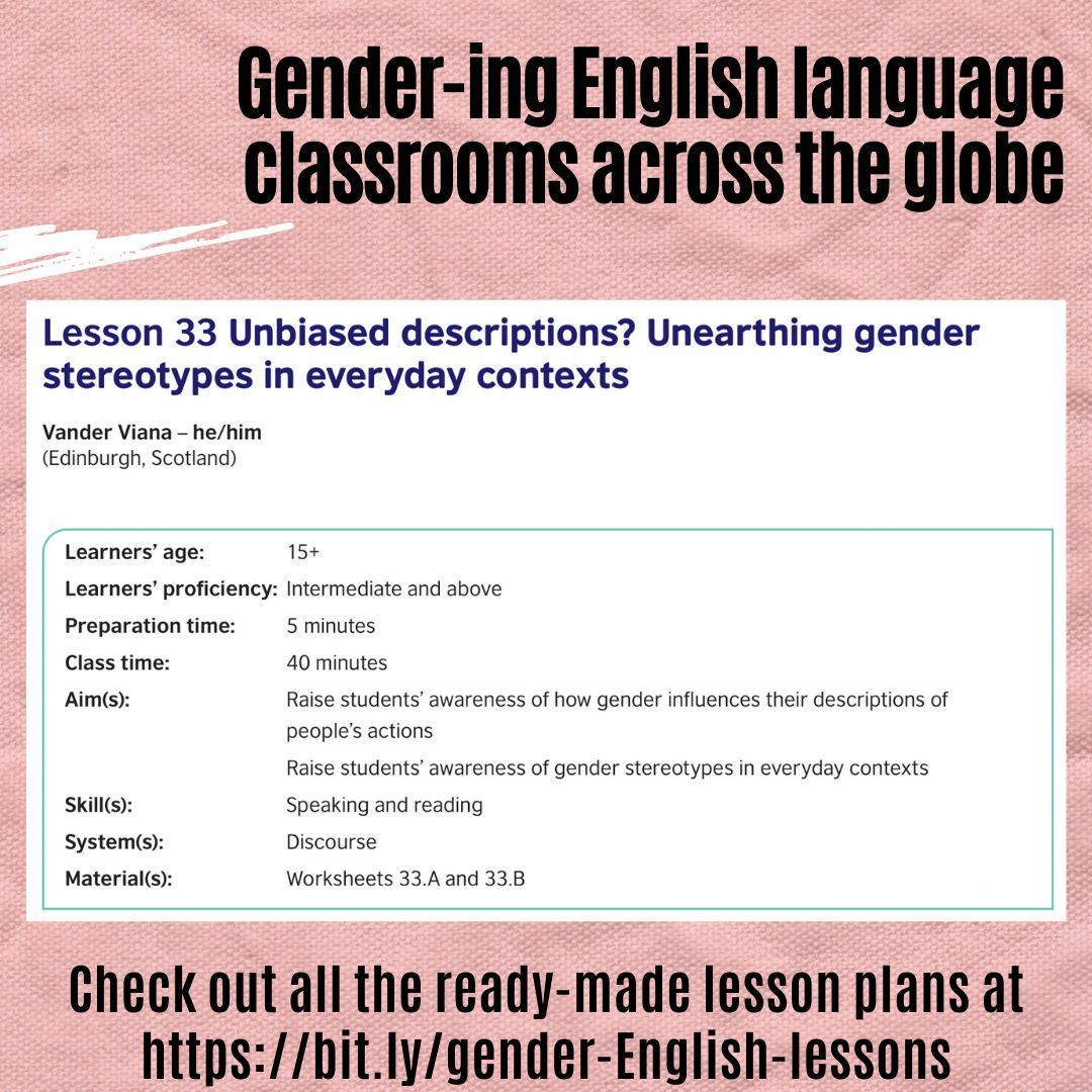 Have you ever encouraged your students to reflect on how they react to people's actions depending on their genders? Check out @vanderviana's lesson aimed at unearthing stereotypes in everyday contexts. The lesson is available at bit.ly/gender-English…. @TeachingEnglish