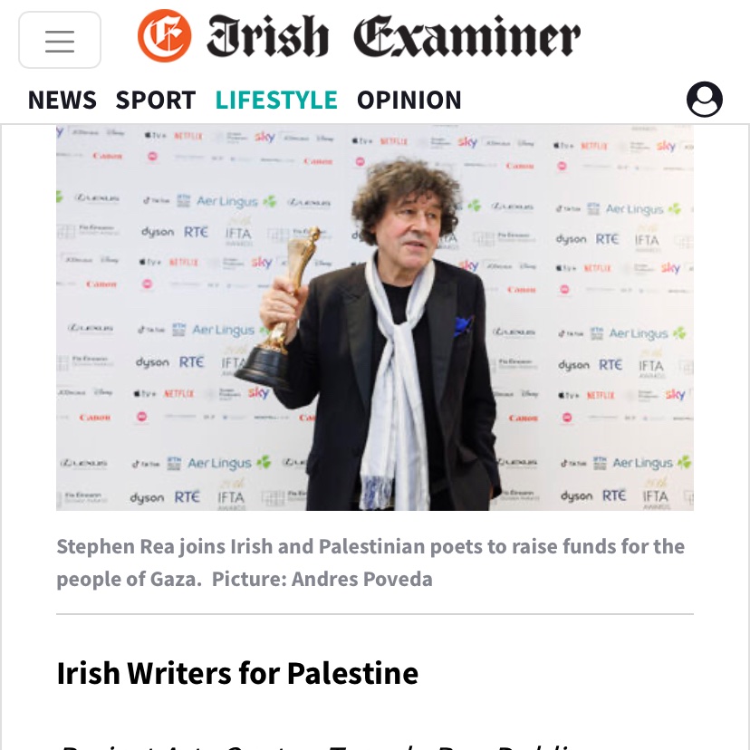 Woke this morning to hear the ceasefire has ended. My heart is broken for the people of Gaza. Grateful to @irishexaminer for sharing our event on the 7th to raise funds for @MedicalAidPal Please join us @projectarts on 7 Dec projectartscentre.ie/event/poets-fo… @_IAFP