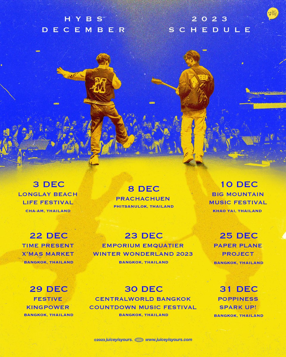 Let’s have a December to Remember! 🚀🎉 Come join HYBS at your nearest venue. @hybsband #HYBS #Juicey