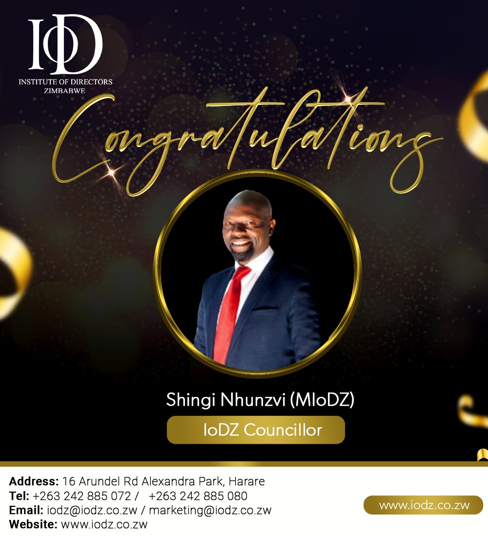 IoDZ would like to congratulate Mr Francis Nhunzvi who is now part of our newly appointed council. His dedication,passion and expertise will undoubtedly steer us towards unprecedented success. #leadership #council #corporategovernance #Appointment