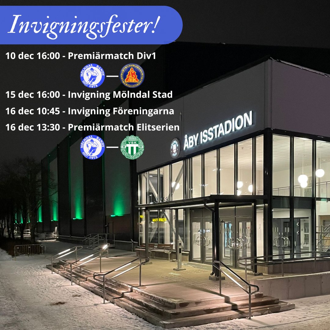 Nu flyttar vi äntligen in! 
Idag lämnade entreprenören över hallen till kommunen och föreningarna. Nu läggs isen och vi flyttar in i våra lokaler. Nästa vecka kan vi börja träna och spela i hallen.
Det här ska firas och här ser ni schemat närmsta veckorna.
#svbandy