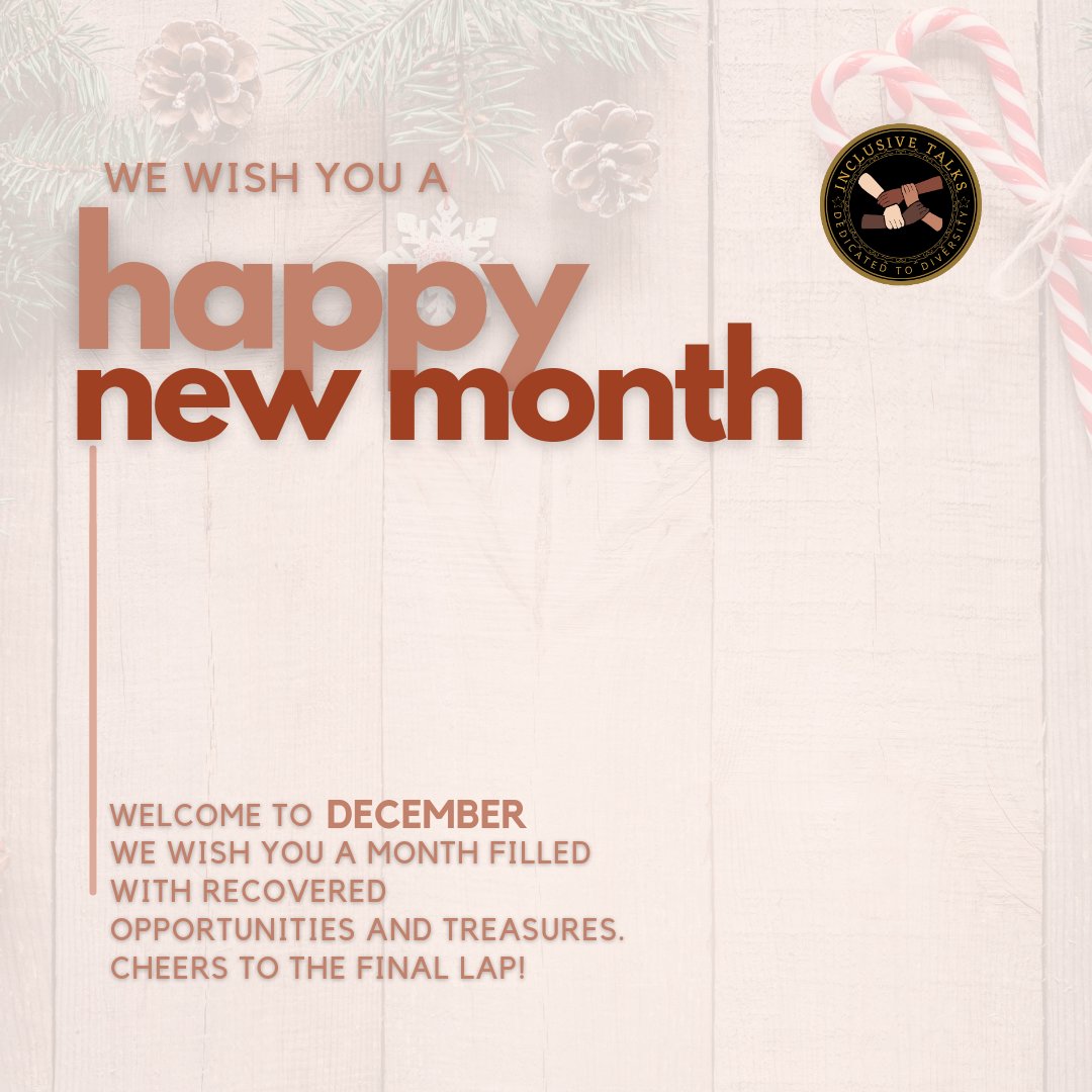 InclusiveTalks's tweet photo. WELCOME TO DECEMBER🌲💛
We wish you a month filled with recovered opportunities and treasures.
Cheers To The Final Lap!
Share your wins with us in the comment section 👇
PS: No win is too small🧡
#happynewmonth #december #InclusiveTalks https://t.co/5fAXUYmugG