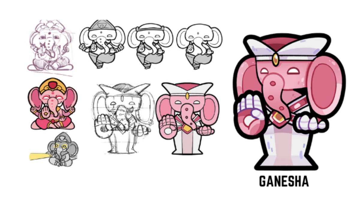 tinylittledeva's tweet photo. We'd like to share our #design, a series of #illustrations of #Ganesha 🐘 . 

The elephant-headed god of wisdom and success. Each one is a different interpretation of his form and attributes 🎨🙏

#tinylittledeva
#Deva 
#Kickstarter 
#fundraising 
#arttoy https://t.co/ZL5t8H9GSl