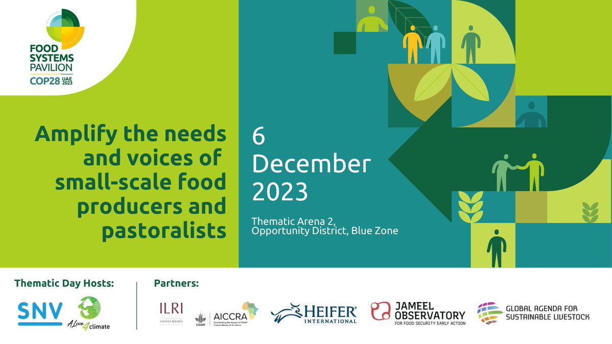 SNV_AgriFood's tweet image. Join us again this year at the Food Systems Pavilion at #COP28. 

📅 On Dec 6, live or online with the Alive for Climate Coalition, for a day of dynamic dialogues on sustainable #FoodSystems' role in climate resilience.

🔗 Join us online: foodsystemspavilion.com/6th-dec-overvi… 

#ActionOnFood