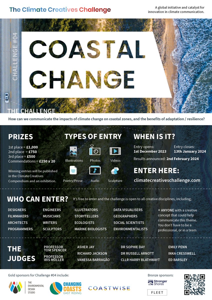 CALLING ALL CREATIVES + OCEAN FOLK!!  🌊 🎨

Entry for the fourth Climate Creatives Challenge is open now! 

The theme for Challenge #04 is COASTAL CHANGE 

You can find out more at: climatecreativeschallenge.com/challenge04

<a href="/NorthNorfolkDC/">North Norfolk District Council</a> <a href="/East_Riding/">East Riding Council</a> @TEDS_UK <a href="/StrongerShores/">Stronger Shores</a>

#climate #coasts