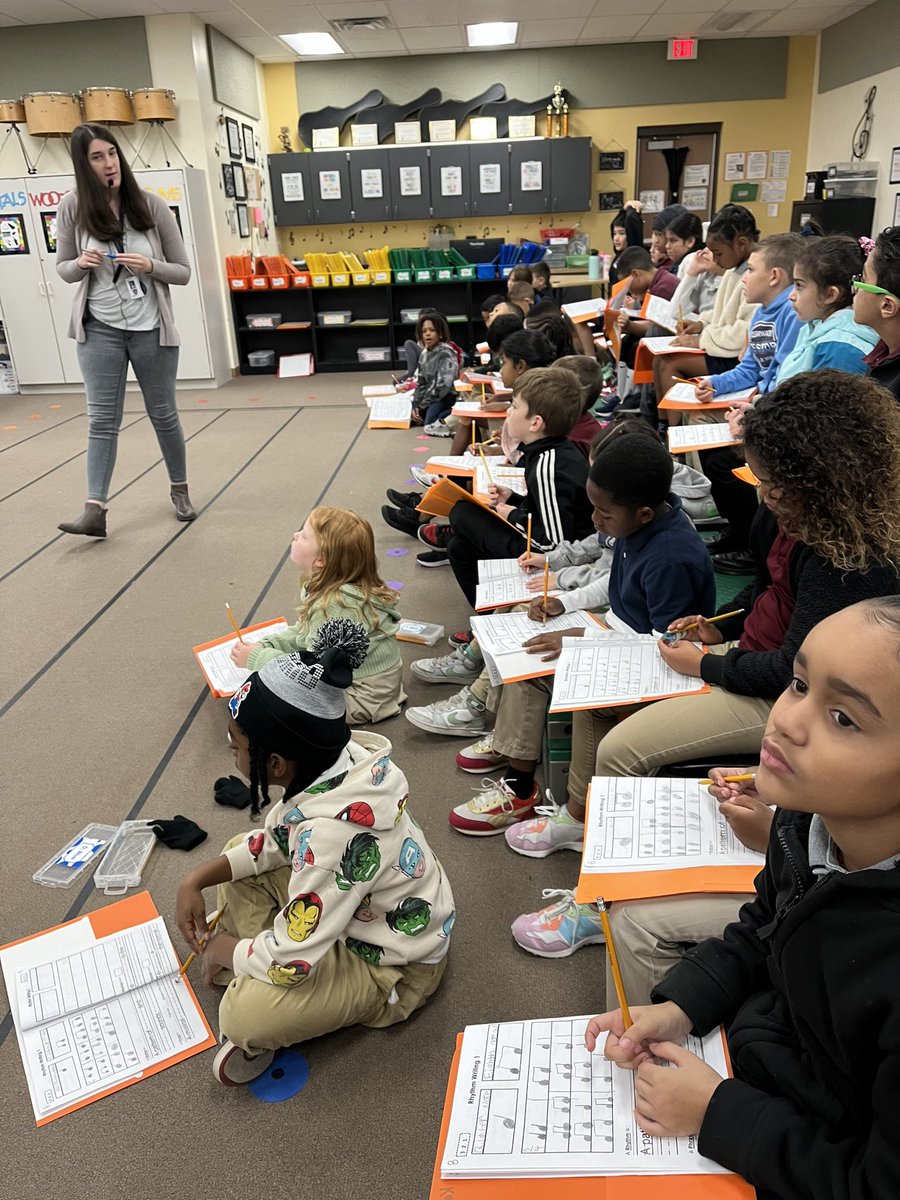 's tweet image. 2nd grade took a big step this week in their musical journey! Writing 🎶 for the first time! They rocked it. We love seeing our S’s growing in knowledge. Go Tigers! #WeGrow #Musicianship #Composers @TurnerBartelsK8 @HCPS_Music