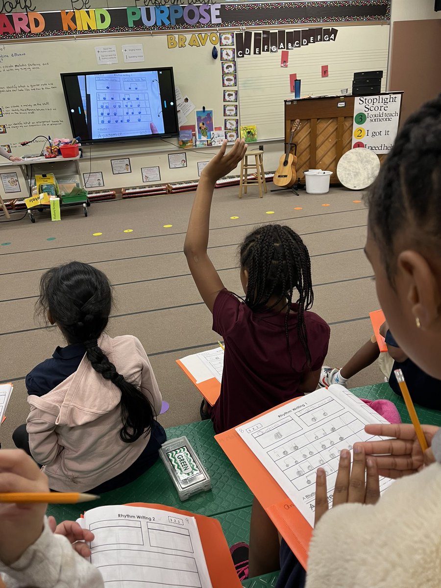 's tweet image. 2nd grade took a big step this week in their musical journey! Writing 🎶 for the first time! They rocked it. We love seeing our S’s growing in knowledge. Go Tigers! #WeGrow #Musicianship #Composers @TurnerBartelsK8 @HCPS_Music
