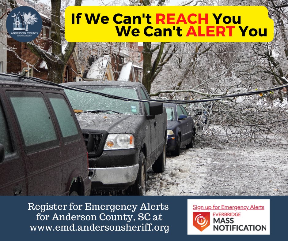 Part of preparing for winter weather is being able to receive winter weather alerts! You can use WEA- Wireless Emergency Alerts, weather app notifications, mobile.weather.gov and Sign up for Anderson SC Alerts today! emd.andersonsheriff.org #winterprep #scwx #prepweek