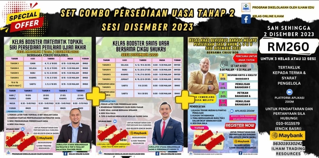 SalinaPro's tweet photo. Jom persediaan UASA‼️Hanya tinggal beberapa minggu sahaja lagi😱 Bersama 3 Guru Cemerlang🫡

DAPATKAN LEBIH PENJIMATAN UNTUK PENYERTAAN 3 KELAS PAKEJ LENGKAP🤩
(TERTAKLUK KEPADA TERMA &amp; SYARAT PENGELOLA )

Untuk Pendaftaran sila klik:-
https://t.co/70nRb1wr12 https://t.co/AXwNhlLIvE