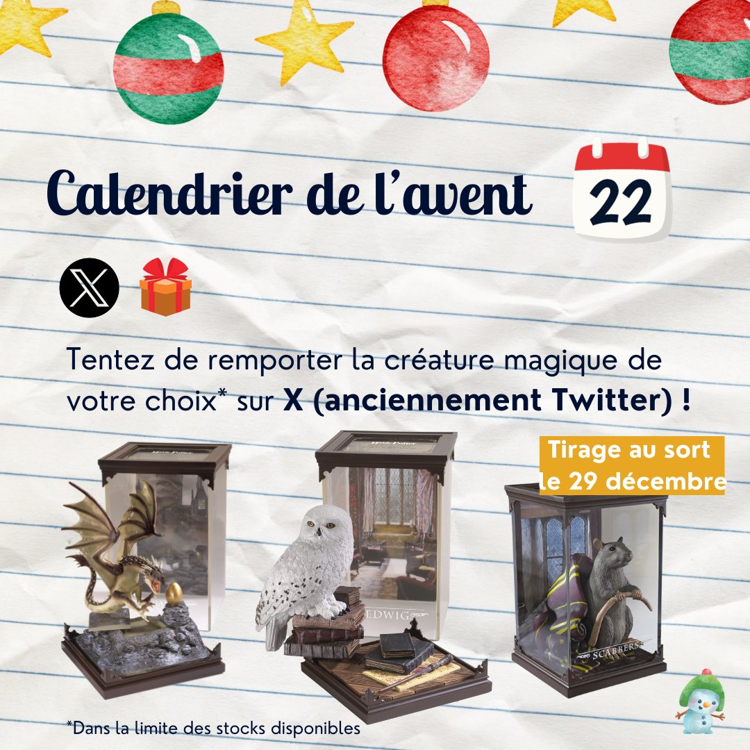 🎄 Calendrier de l'Avent, jour 22 !  

🎁 Aujourd'hui, tentez de remporter la créature magique de votre choix.

RT + ❤️,
👍 Follow Noble Collection France.

Tirage au sort le 29/12.

noblecollection.fr/calendrier-ave…