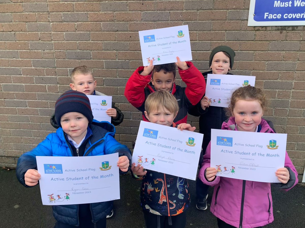 KilcoolePS's tweet photo. Congratulations to our @ActiveFlag Active Students of the month and our Artists of the month in the Junior Building. Well done to all! 🎨🖌️🏃🏃‍♀️🤸 https://t.co/ZNY1i0hHSC
