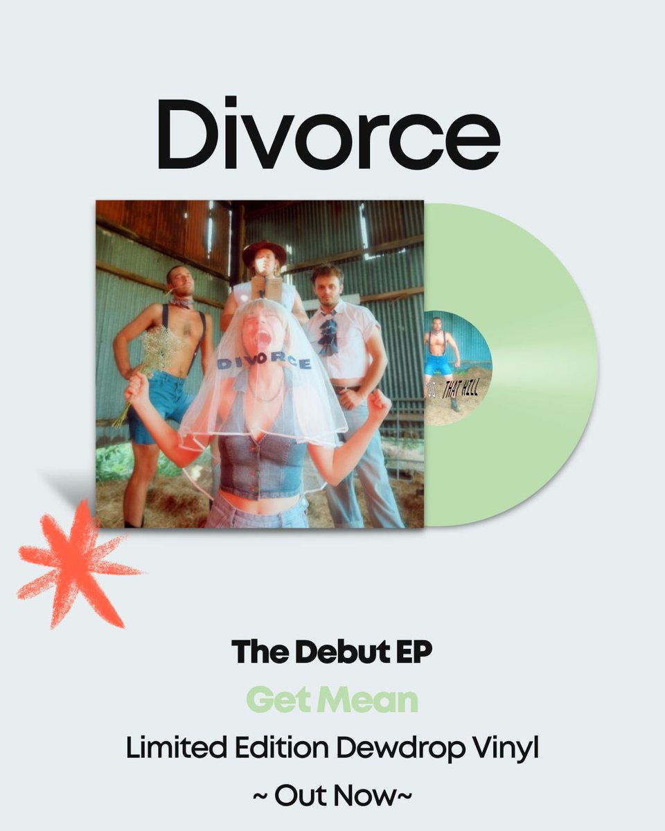 HandInHive's tweet photo. It's @Bandcamp Friday and to mark the big day, we are #thrilled to announce a new run of Get Mean. 

The debut EP from @divorce_hq now available on limited edition "dewdrop" vinyl. 

Only 150 available on Bandcamp - get them while they're hot. 

https://t.co/GXC8t0iWQ2 https://t.co/CGKXEFbYeJ